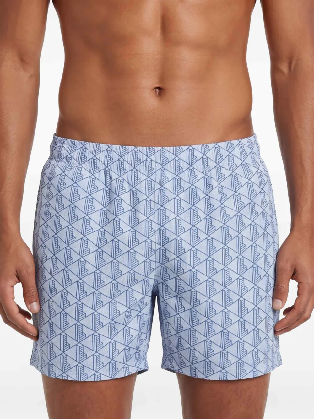 Lacoste Badpak met trekkoordtaille en monogramprint Blauw