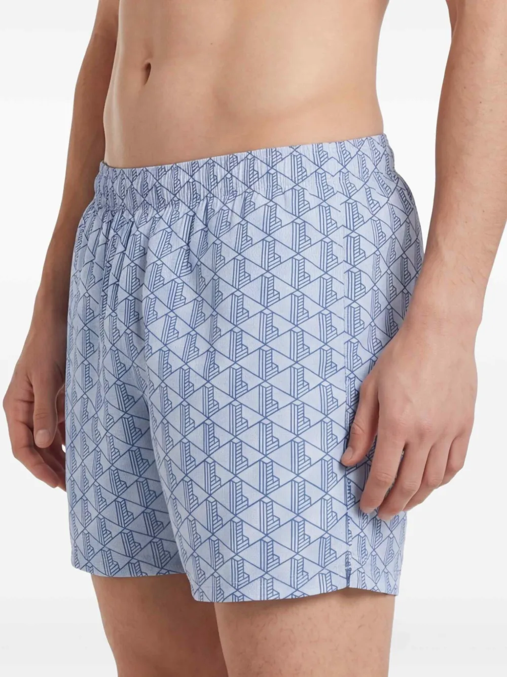 Lacoste Badpak met trekkoordtaille en monogramprint Blauw