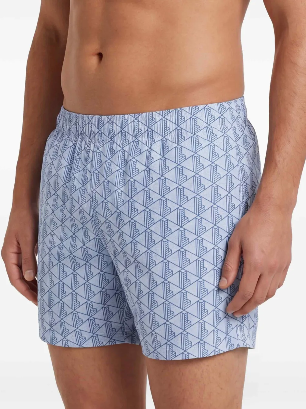 Lacoste Badpak met trekkoordtaille en monogramprint Blauw