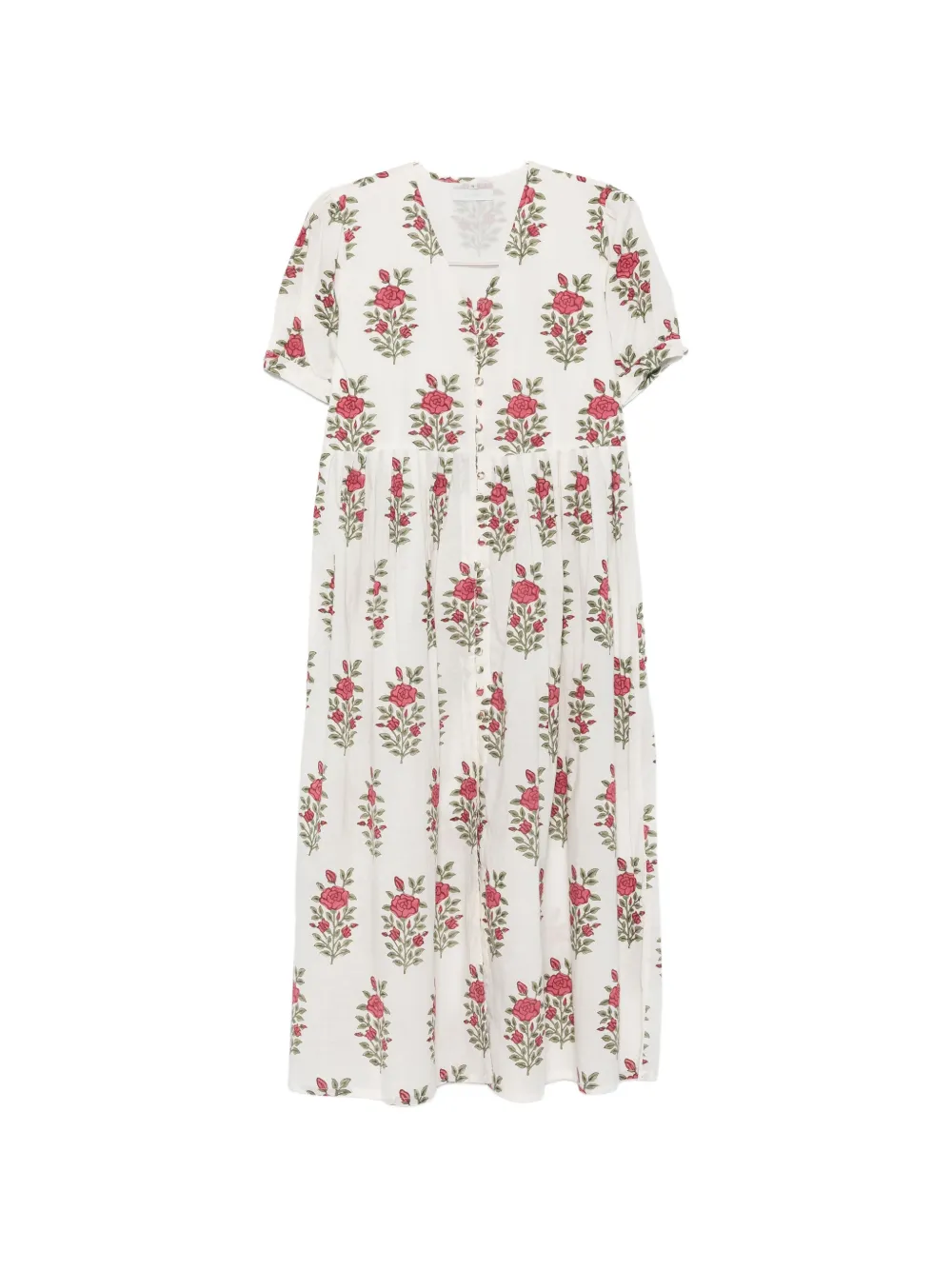 Ellebleu Gemma Floral-print Short-sleeve Dress In White