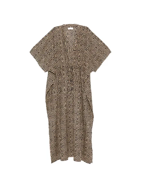 ELLEBLEU Marta geometric-pattern drawstring maxi dress