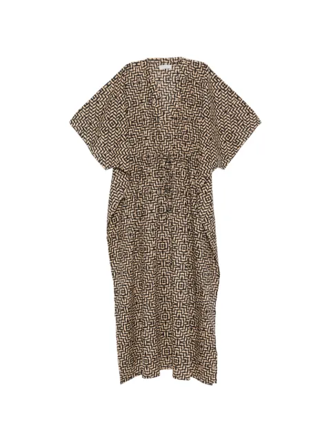 ELLEBLEU Marta geometric-pattern drawstring maxi dress