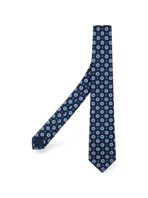 Kiton geometric-print silk tie