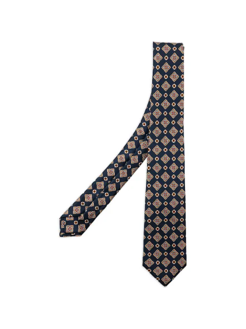 Kiton corbata de seda con estampado geométrico