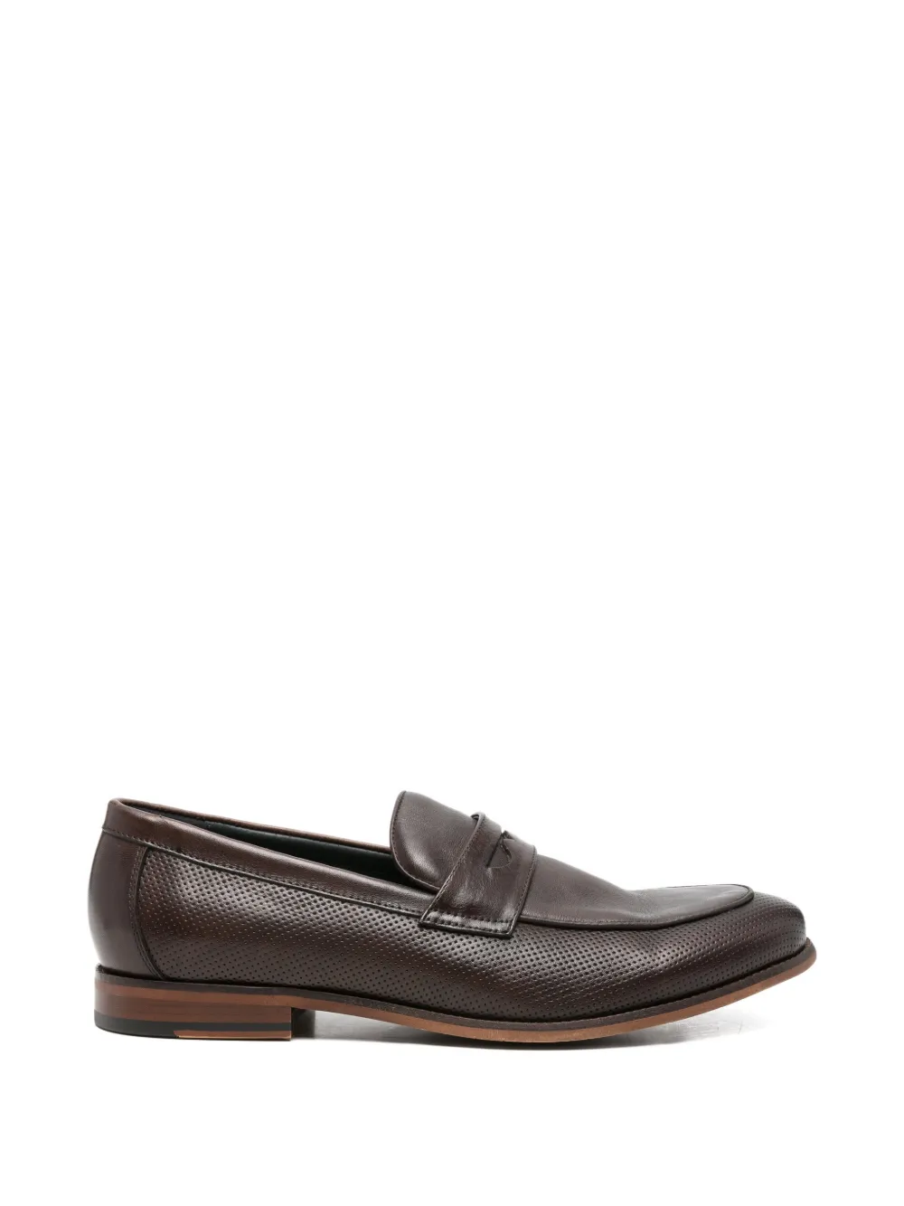 SERGIO MORETTI FIRENZE perforated-detail leather loafers - Marrone