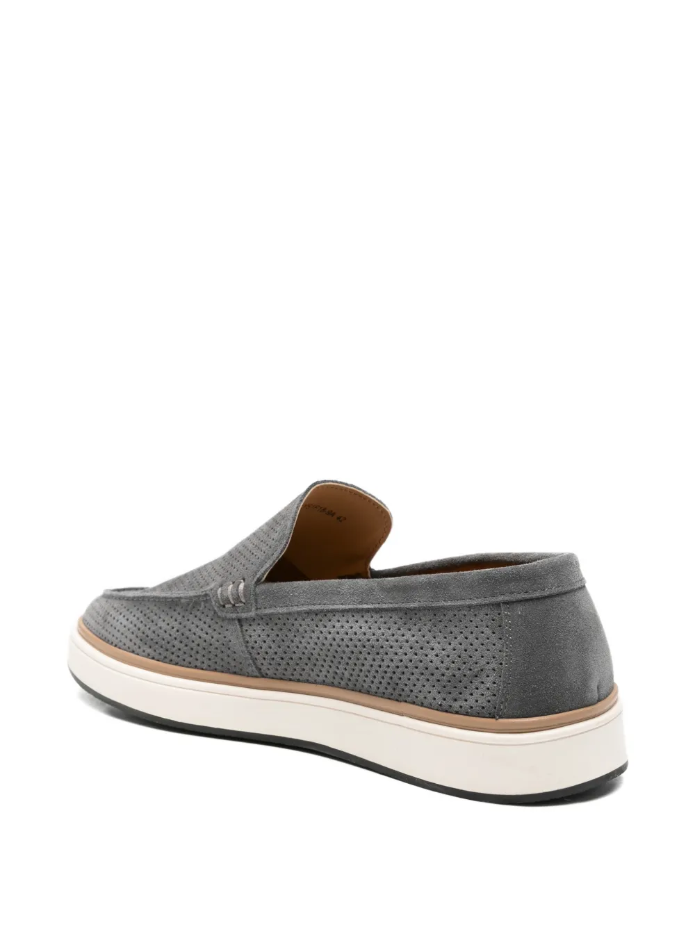 SERGIO MORETTI FIRENZE perforated suede loafers Grijs
