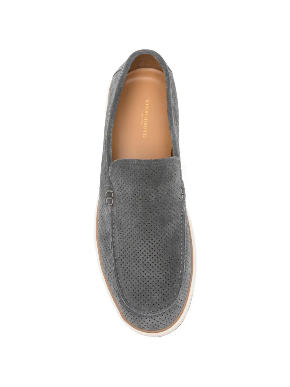 SERGIO MORETTI FIRENZE perforated suede loafers Grijs