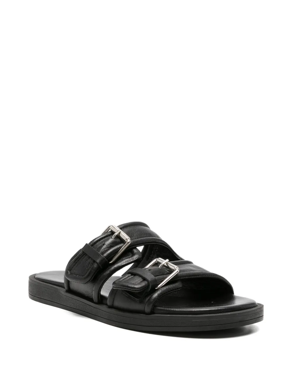 SERGIO MORETTI FIRENZE Leren sandalen met gesp Zwart