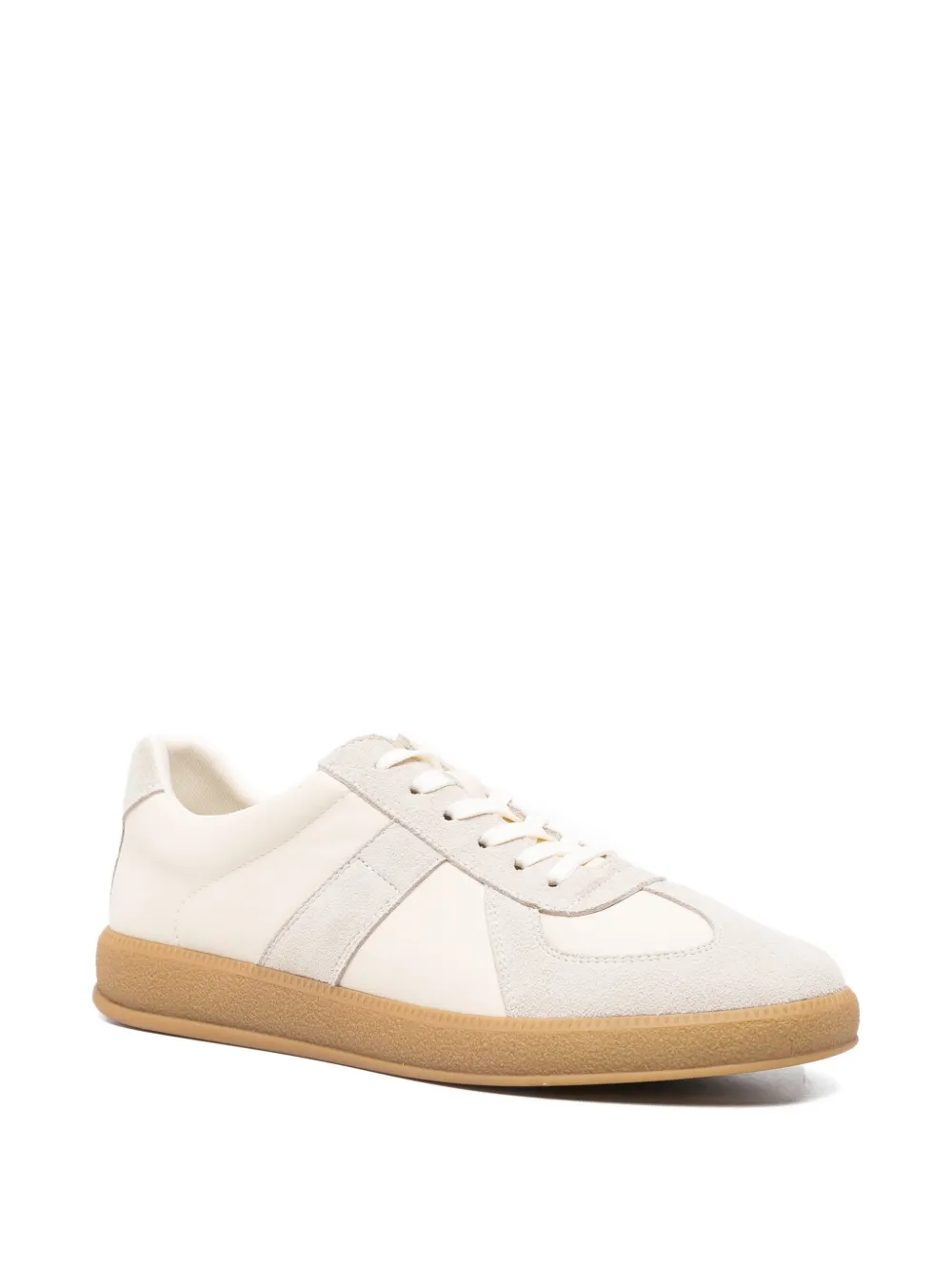 SERGIO MORETTI FIRENZE panelled leather sneakers Beige