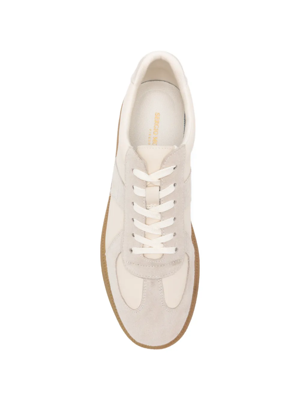 SERGIO MORETTI FIRENZE panelled leather sneakers Beige