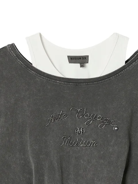 Musium Div. layered logo-embroidered T-shirt