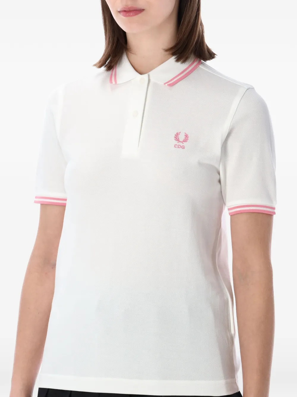 Comme Des Garçons Girl x Fred Perry poloshirt met geborduurd logo Wit