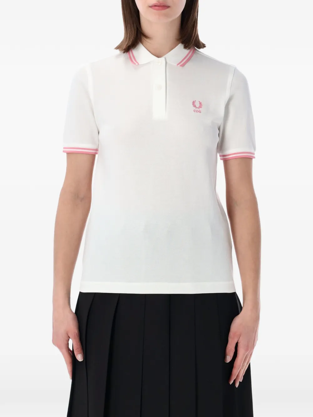 Comme Des Garçons Girl x Fred Perry logo-embroidered polo shirt - Weiß