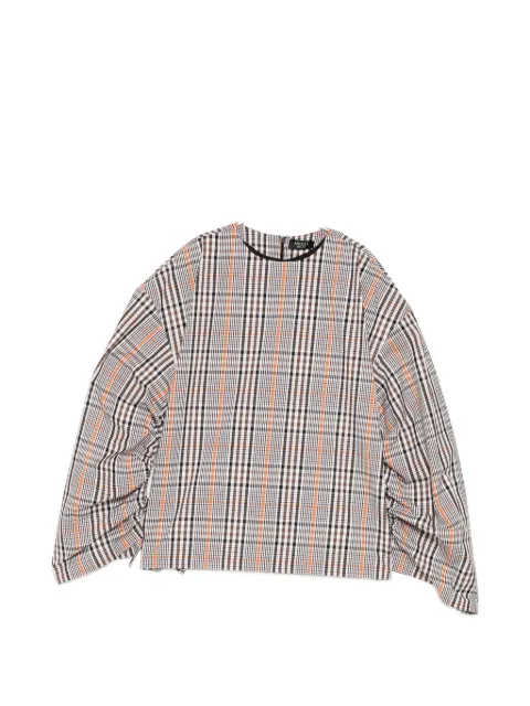 A.W.A.K.E. Mode checked drawstring-sleeve blouse