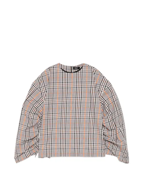 A.W.A.K.E. Mode checked drawstring-sleeve blouse