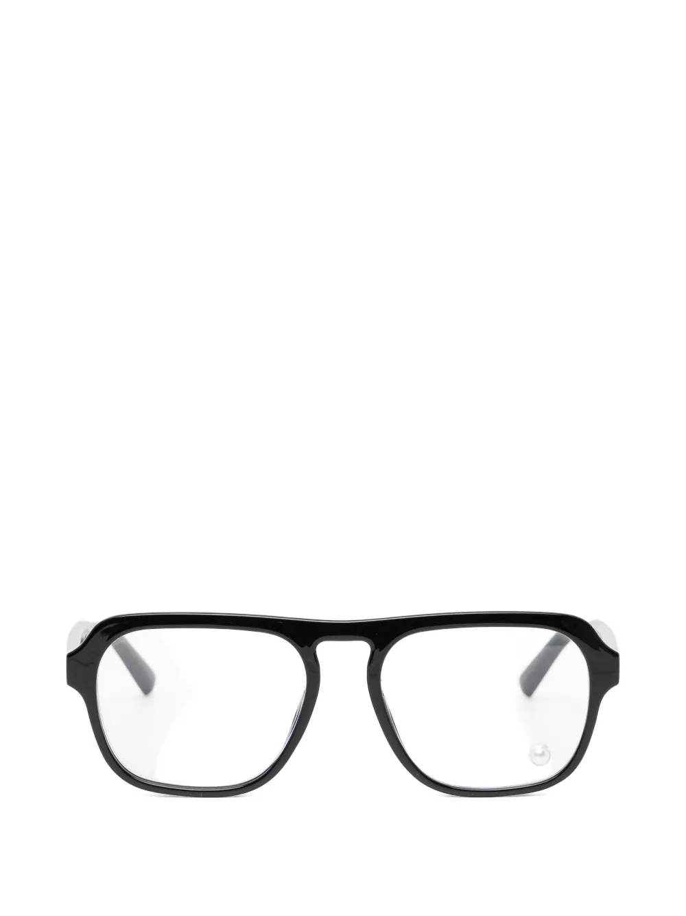 Kimhekim pearl-embellished rectangle-frame glasses - Nero