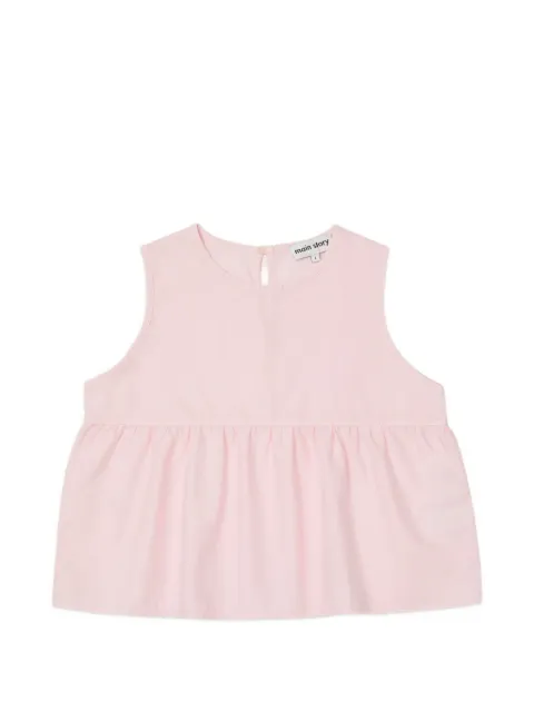 main story sleeveless ruffled blouse