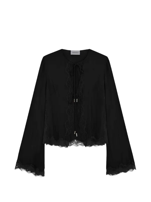 16Arlington Filipa Lace-trims Blouse in Black