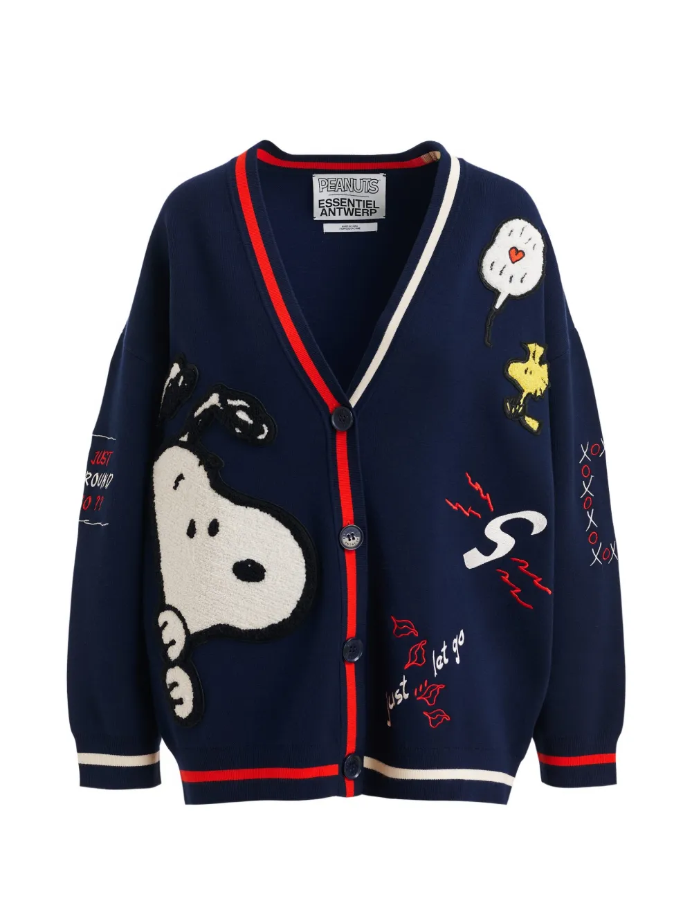 Essentiel Antwerp Peanuts™ graphic-print V-neck cardigan - Blu