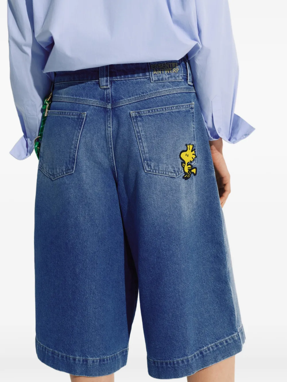 Essentiel Antwerp Denim shorts met Woodstock-borduurwerk Blauw