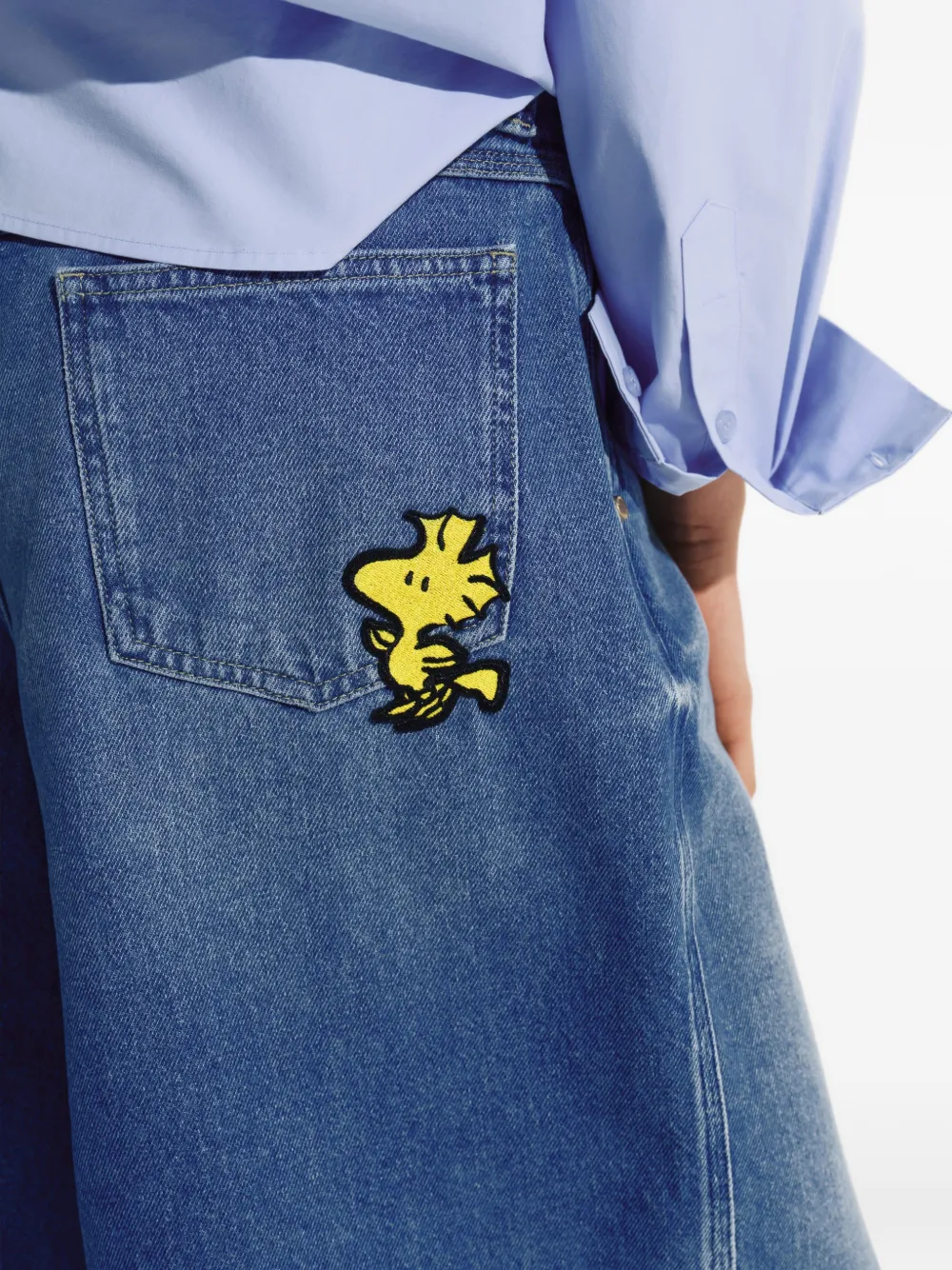 Essentiel Antwerp Denim shorts met Woodstock-borduurwerk Blauw