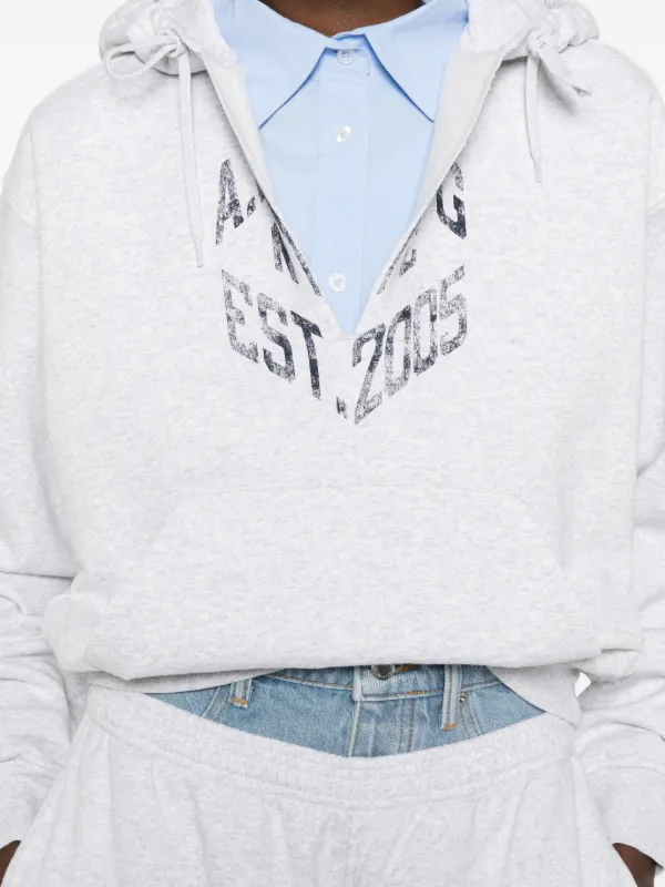 Alexander Wang logo-print Cropped Hoodie | Grey | FARFETCH