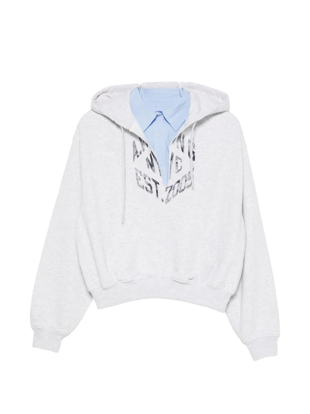Alexander Wang logo-print cropped hoodie - Grau