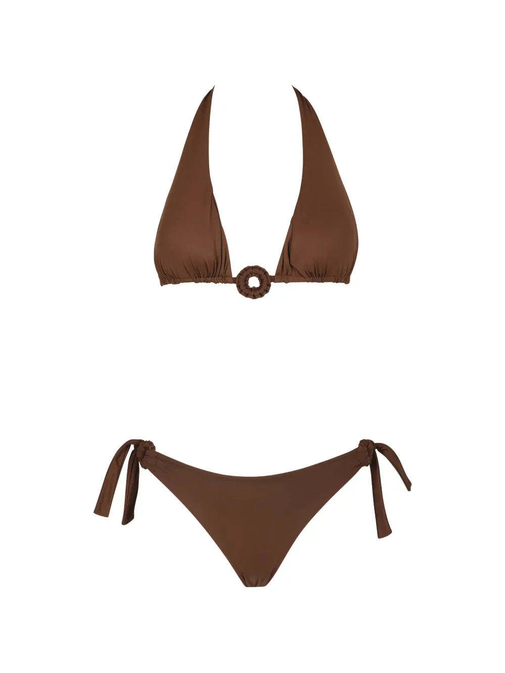 Fisico halterneck ring-detail bikini - Marrone