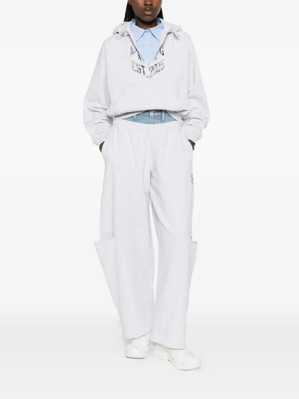 Alexander Wang layered-waistband slash-detail Track Pants | Grey