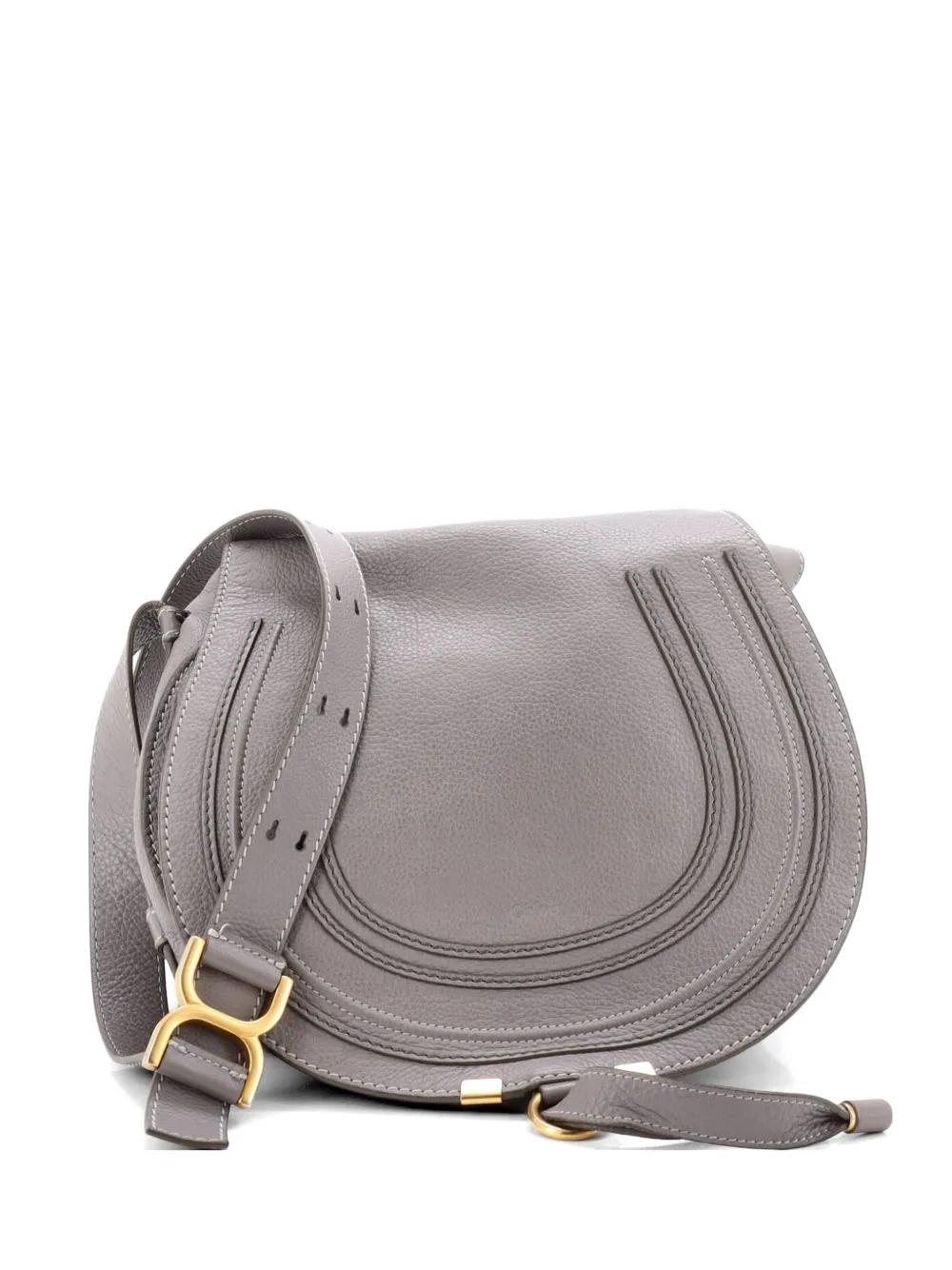 Chloé Pre-Owned Marcie Saddle Bag Leather Medium crossbody bag - Grigio