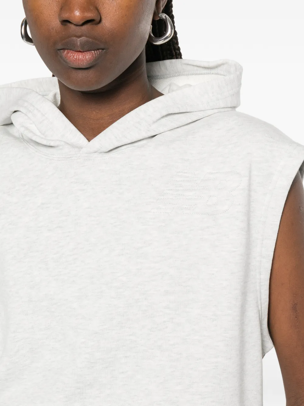 New Balance Mouwloze hoodie met geborduurd logo Grijs