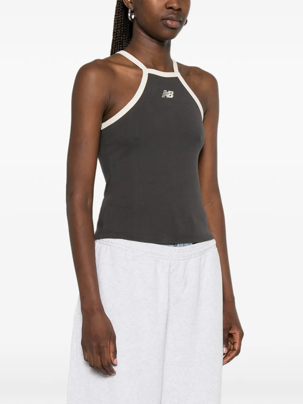 New Balance tanktop met geborduurd logo en racerback Grijs