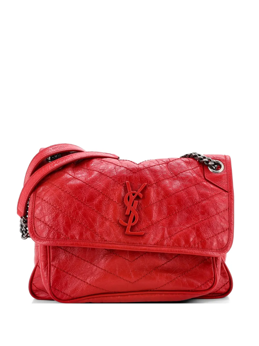 Saint Laurent Pre-Owned Niki Chain Flap Bag Matelasse Chevron Leather Medium shoulder bag - Rot