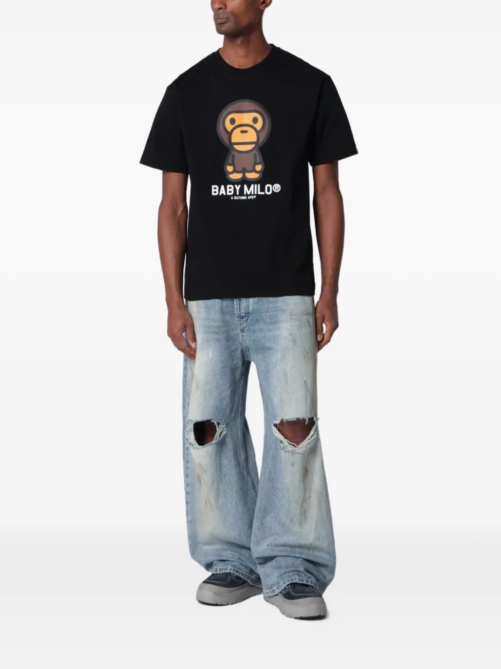 A BATHING APE Baby Milo T-shirt met print Zwart