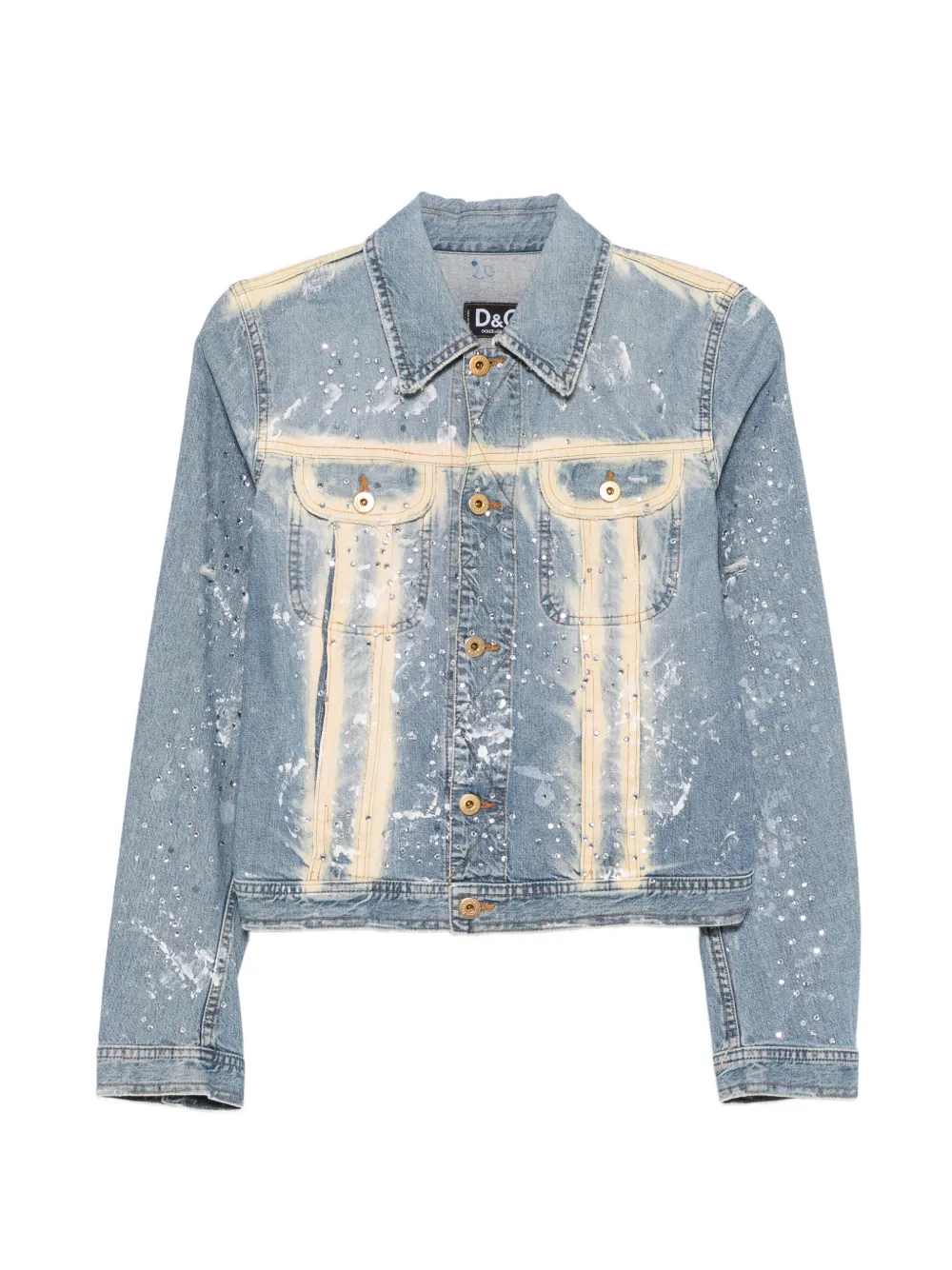 Dolce & Gabbana Pre-Owned 2000s crystal-embellished denim jacket - Blu