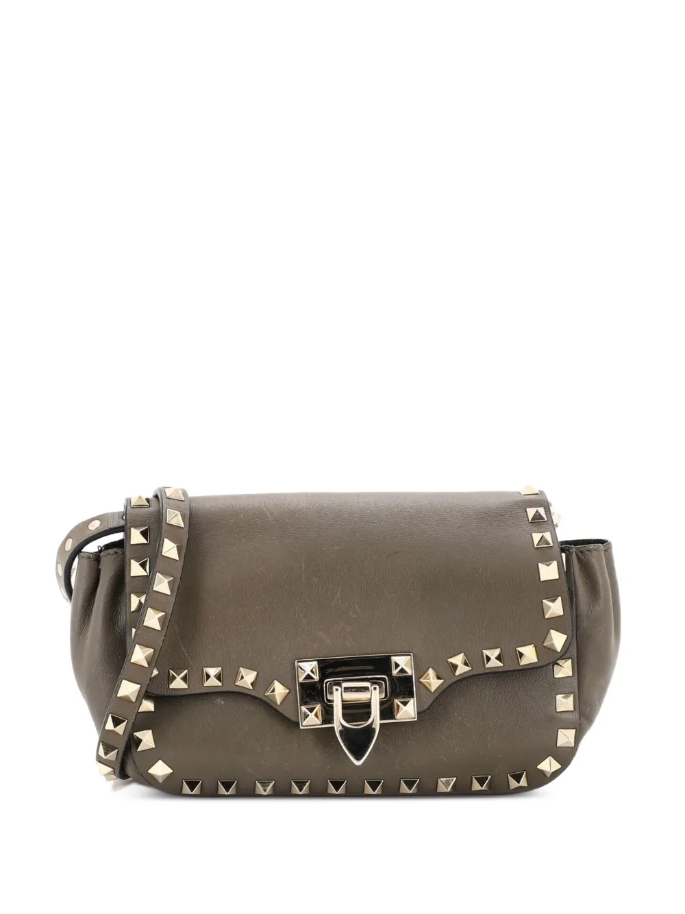 Valentino Garavani Pre-Owned Rockstud Flip Lock Flap Bag Leather Mini crossbody bag - Verde