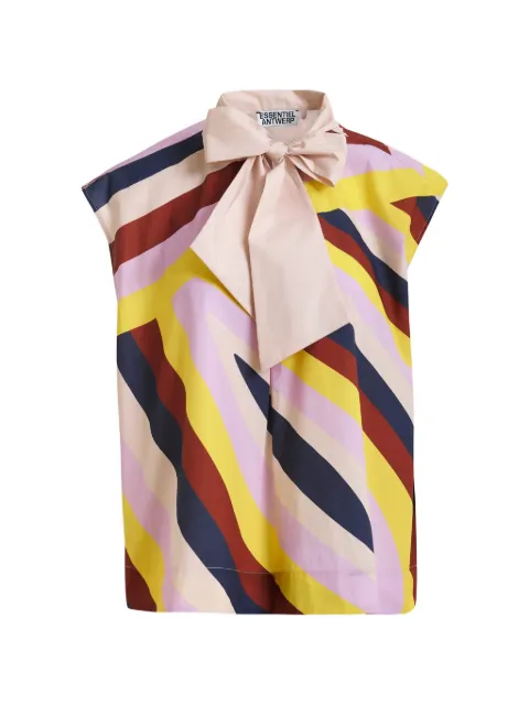 Essentiel Antwerp blusa con estampado gráfico y moño en el cuello
