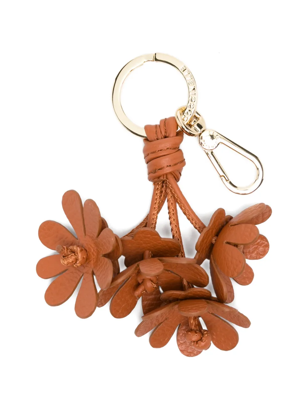 Coccinelle floral-motif leather keyring - Brown