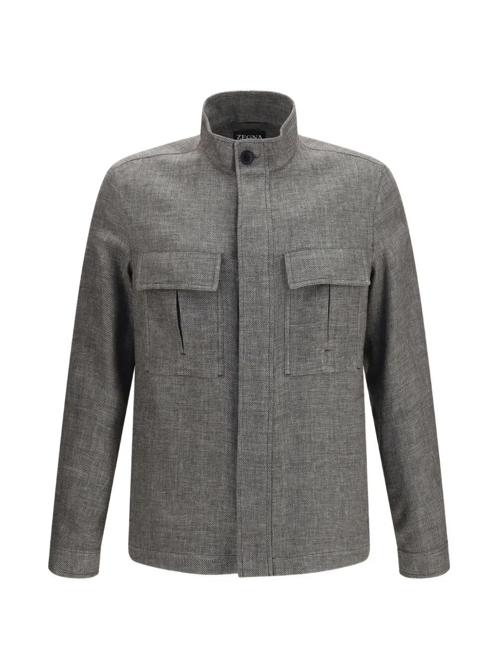 Zegna high-neck flap-pocket shirt jacket - Grigio