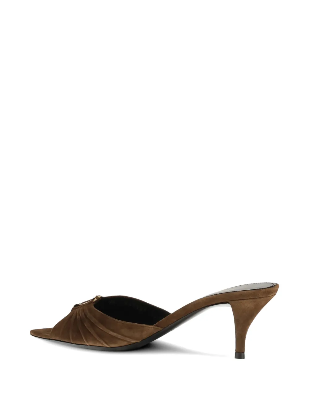 Saint Laurent 60mm Babylone ruched-leather heeled mules Bruin