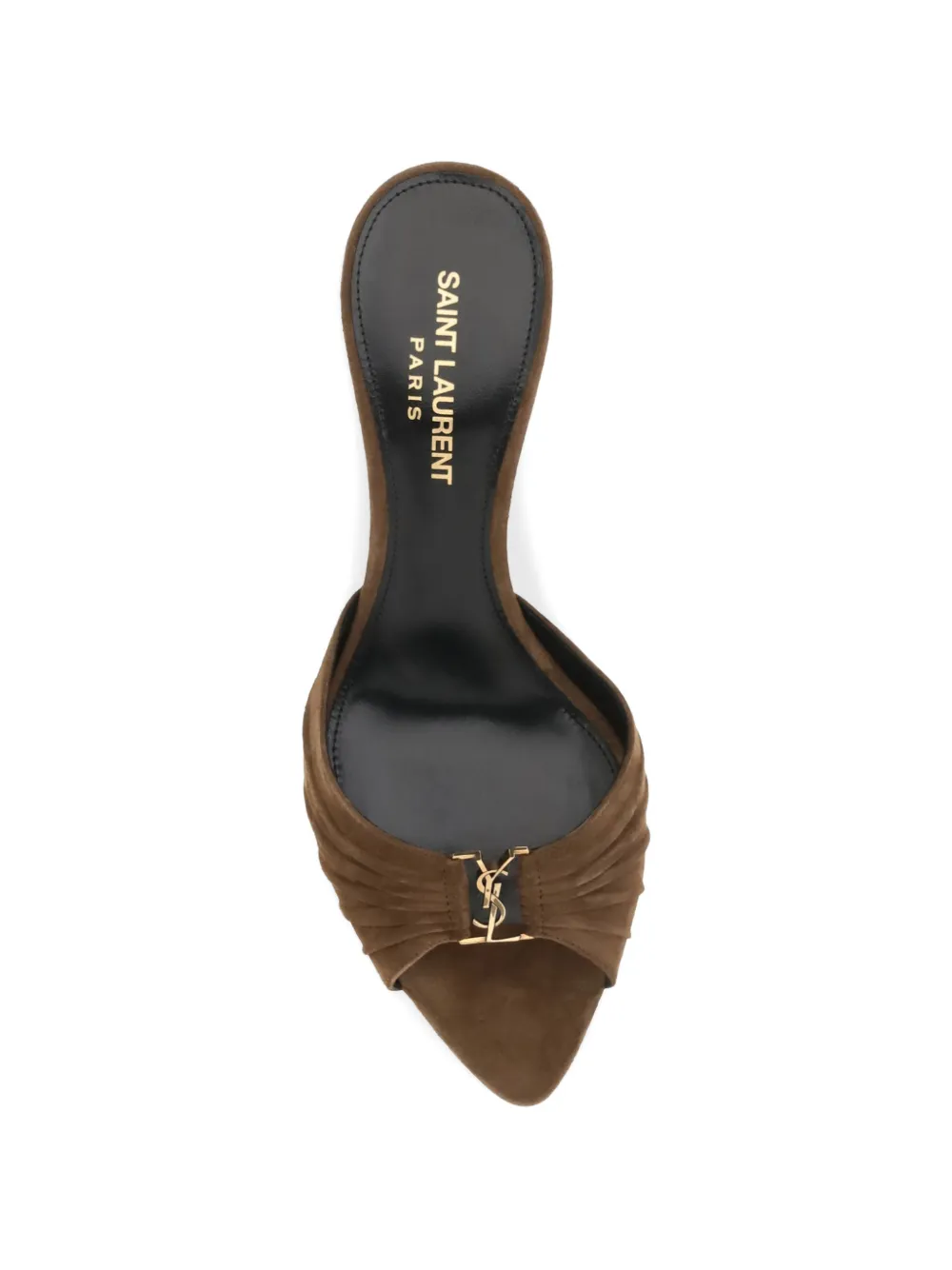 Saint Laurent 60mm Babylone ruched-leather heeled mules Bruin