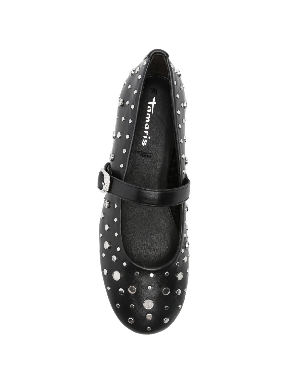 TAMARIS Leren ballerina's verfraaid met studs Zwart