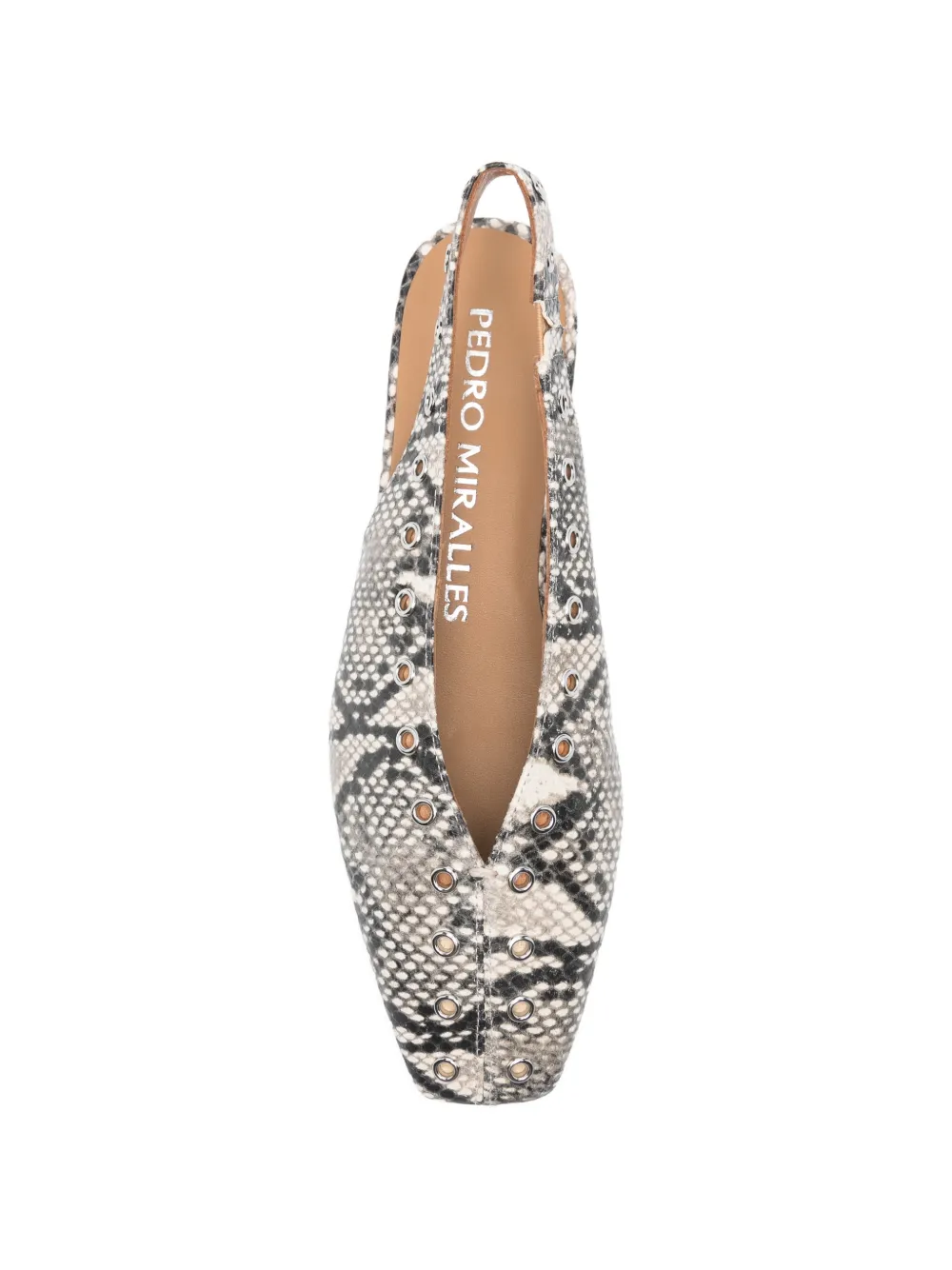 Pedro Miralles snake-effect eyelet-embellished ballet flats Wit