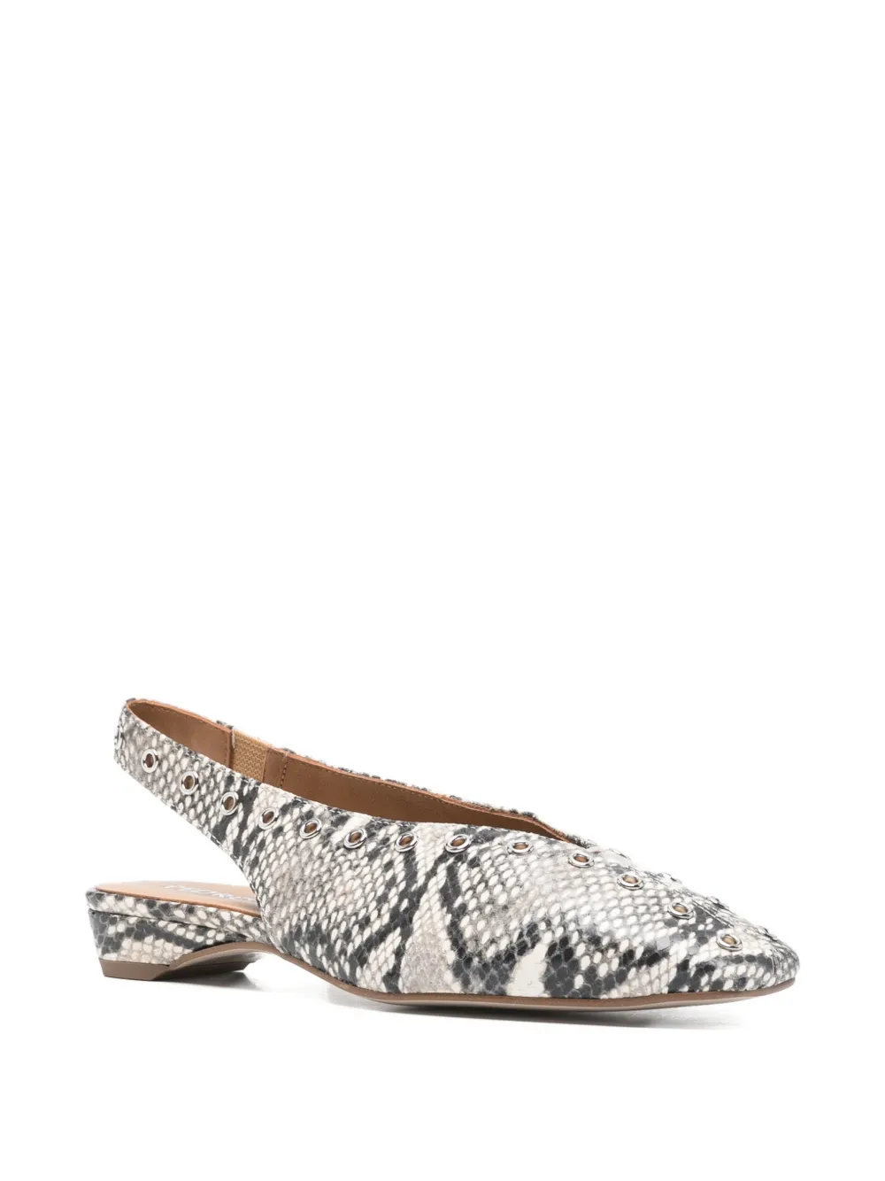 Pedro Miralles snake-effect eyelet-embellished ballet flats Wit