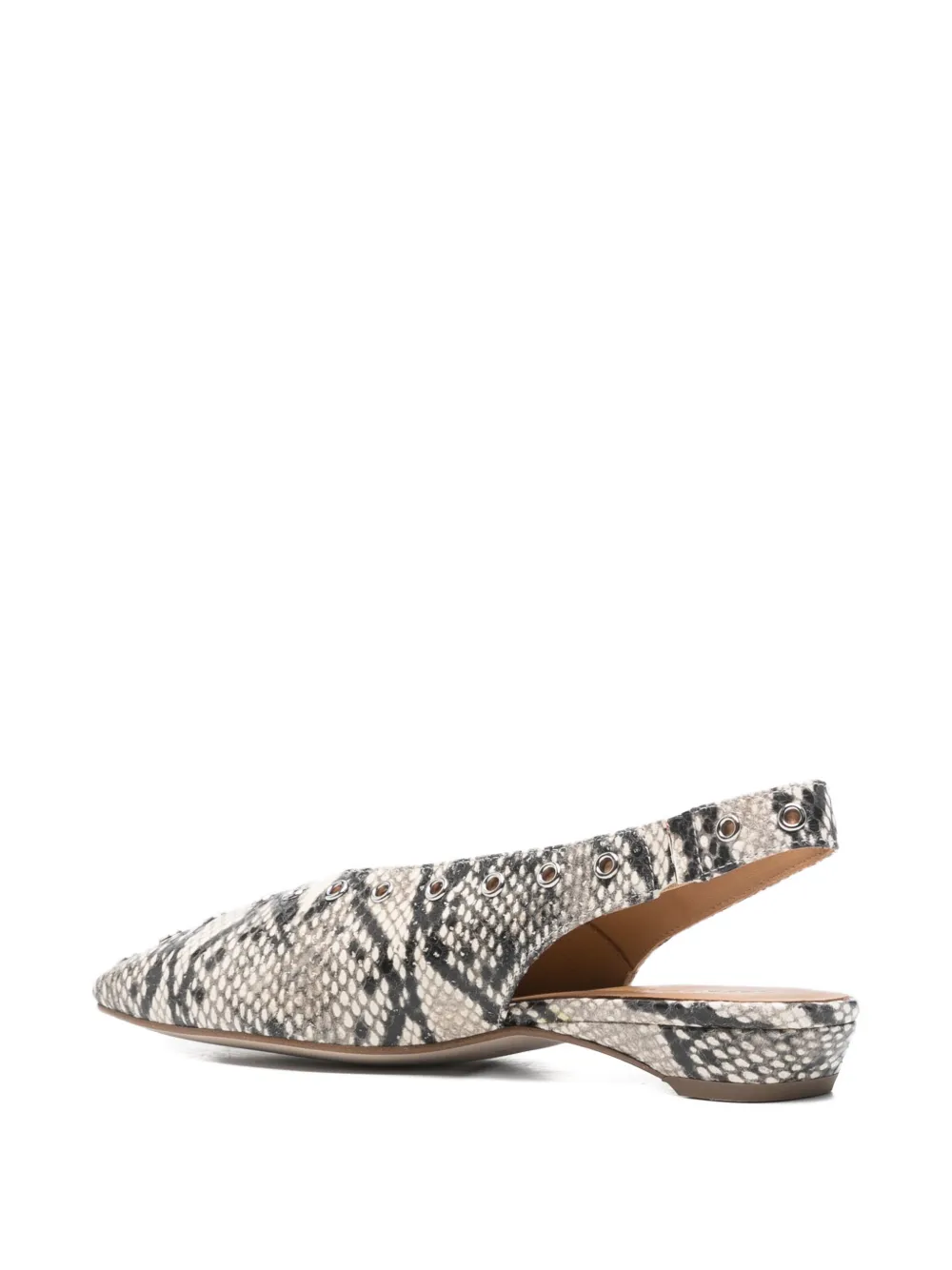 Pedro Miralles snake-effect eyelet-embellished ballet flats Wit