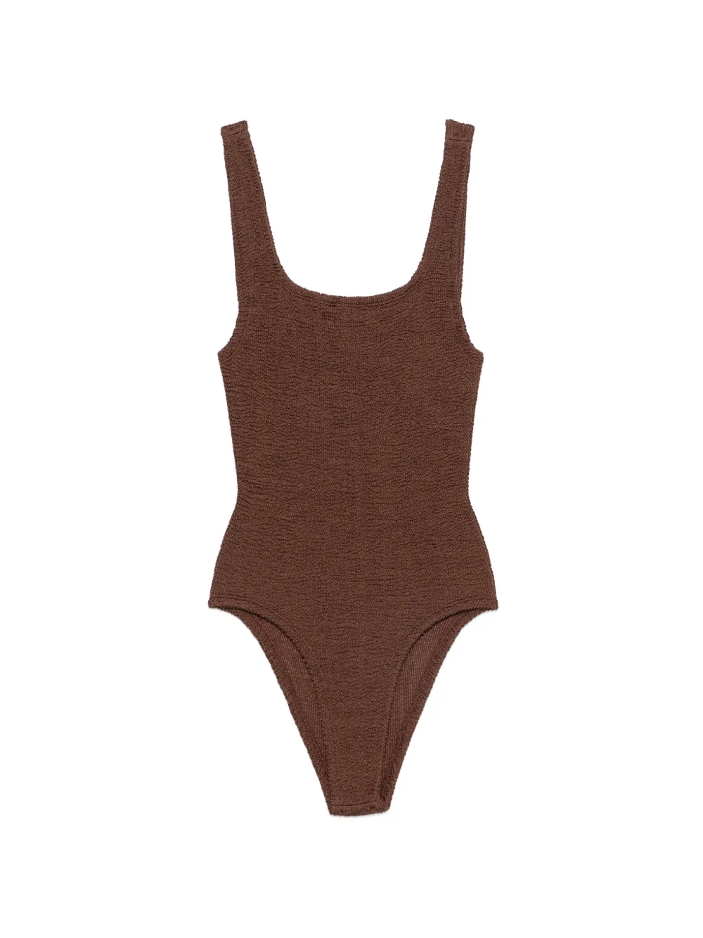 Hunza G crinkle-effect square-neck swimsuit - Brown