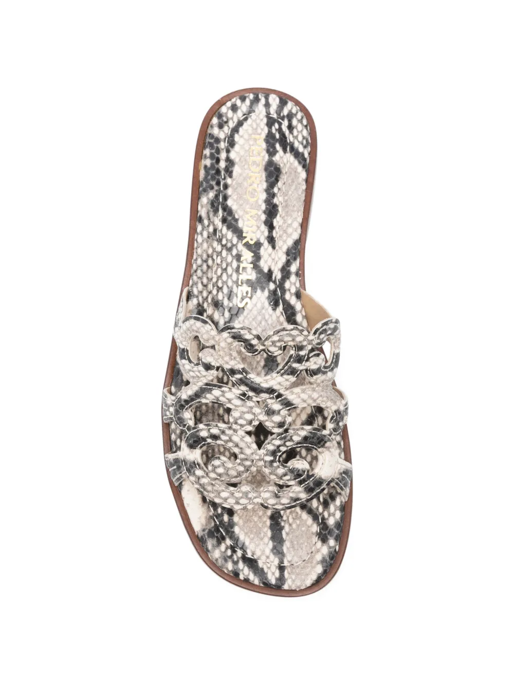 Pedro Miralles snake-effect cut-out sandals Beige