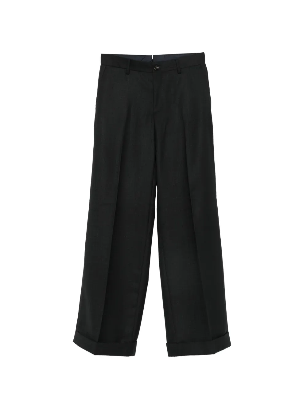 LUIGI BIANCHI MANTOVA pressed-crease turned-up trousers - Nero
