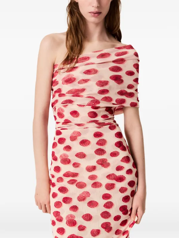 raspberry cocktail dresses Asymmetrical Raspberry Red Strapless Embroidered Satin Cocktail Dress
