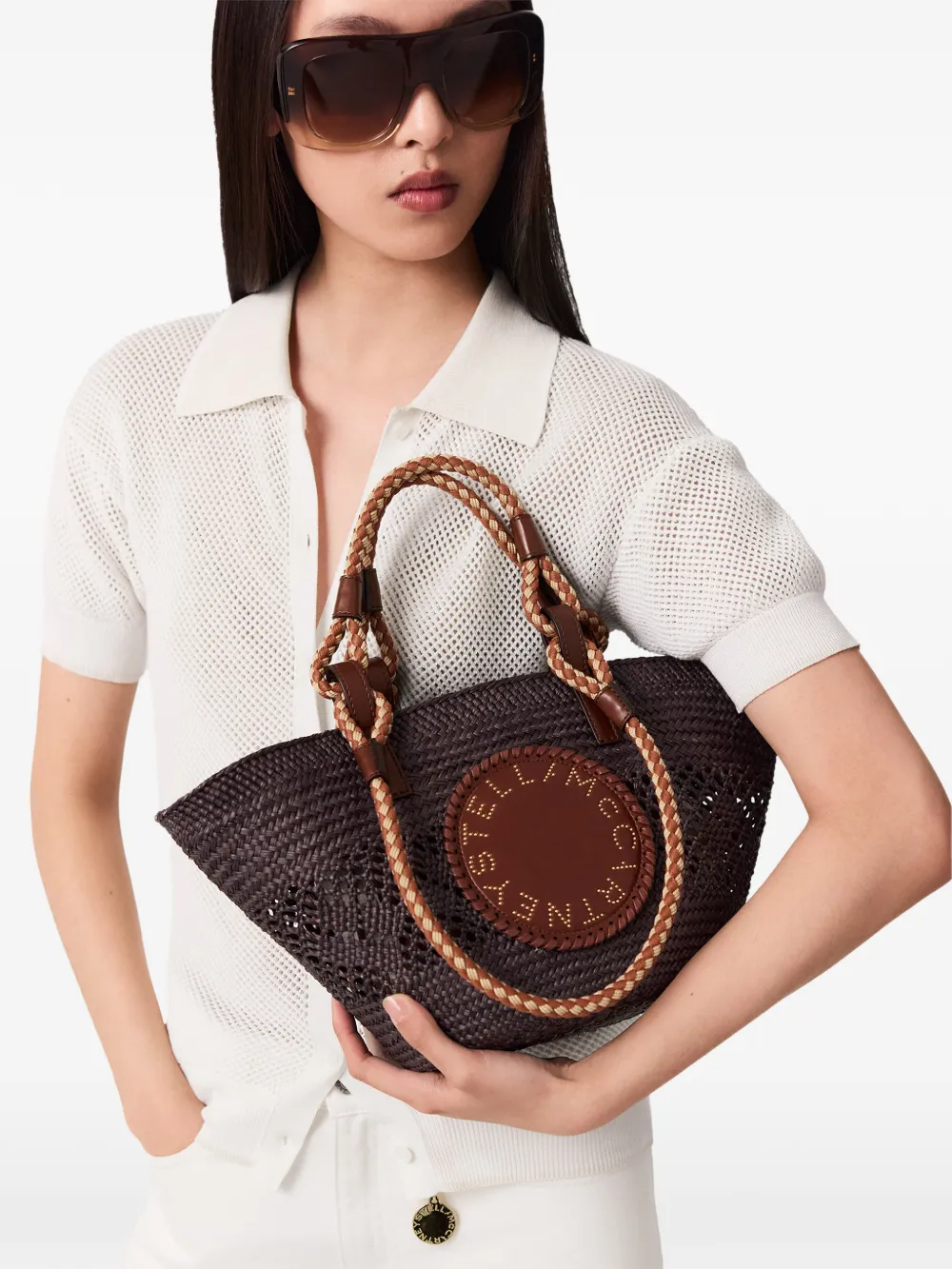 Stella McCartney Kleine tas met touw en logo Bruin